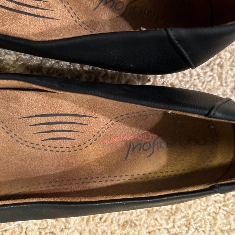 Natural Soul Black Flats All Thur Comfort Size 7.5